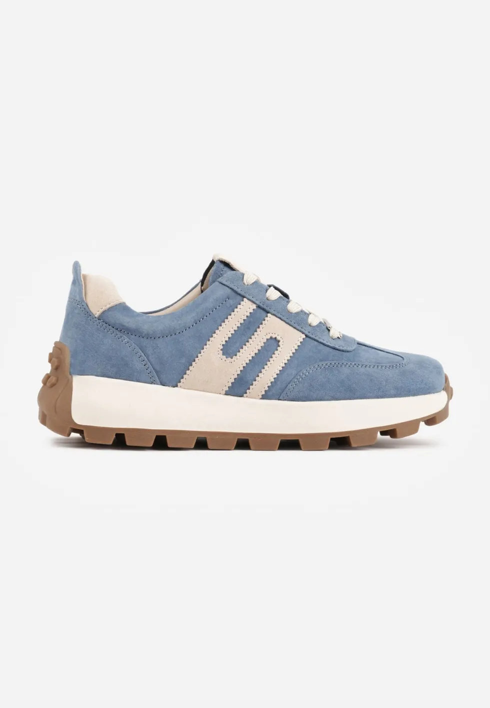 Niebieskie Chunky Sneakersy z Zamszu Naturalnego na Platformie z Bieżnikiem Ezze