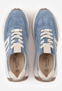 Niebieskie Chunky Sneakersy z Zamszu Naturalnego na Platformie z Bieżnikiem Ezze