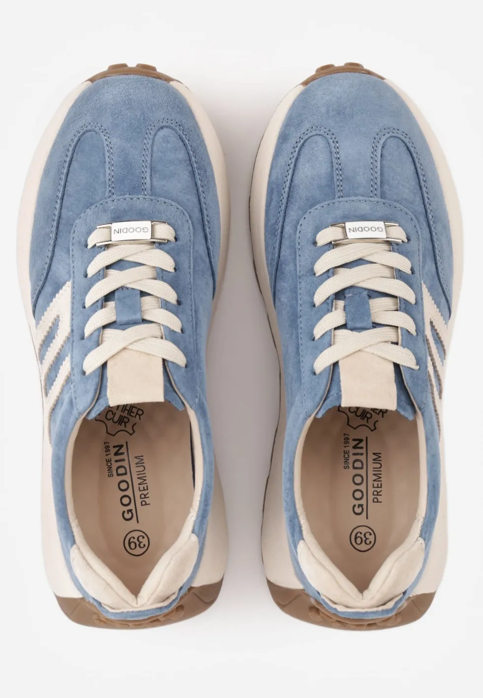 Niebieskie Chunky Sneakersy z Zamszu Naturalnego na Platformie z Bieżnikiem Ezze