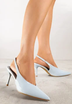 Niebieskie Czółenka Sandały Slingback Vices na Obcasie Typu Szpilka Tilionea