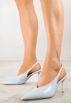Niebieskie Czółenka Sandały Slingback Vices na Obcasie Typu Szpilka Tilionea