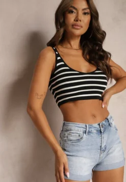 Niebieskie Denimowe Szorty z Bawełny High Waist z Efektem Push-Up Zoebe