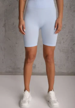 Niebieskie Elastyczne Szorty Biker High Waist Diovien