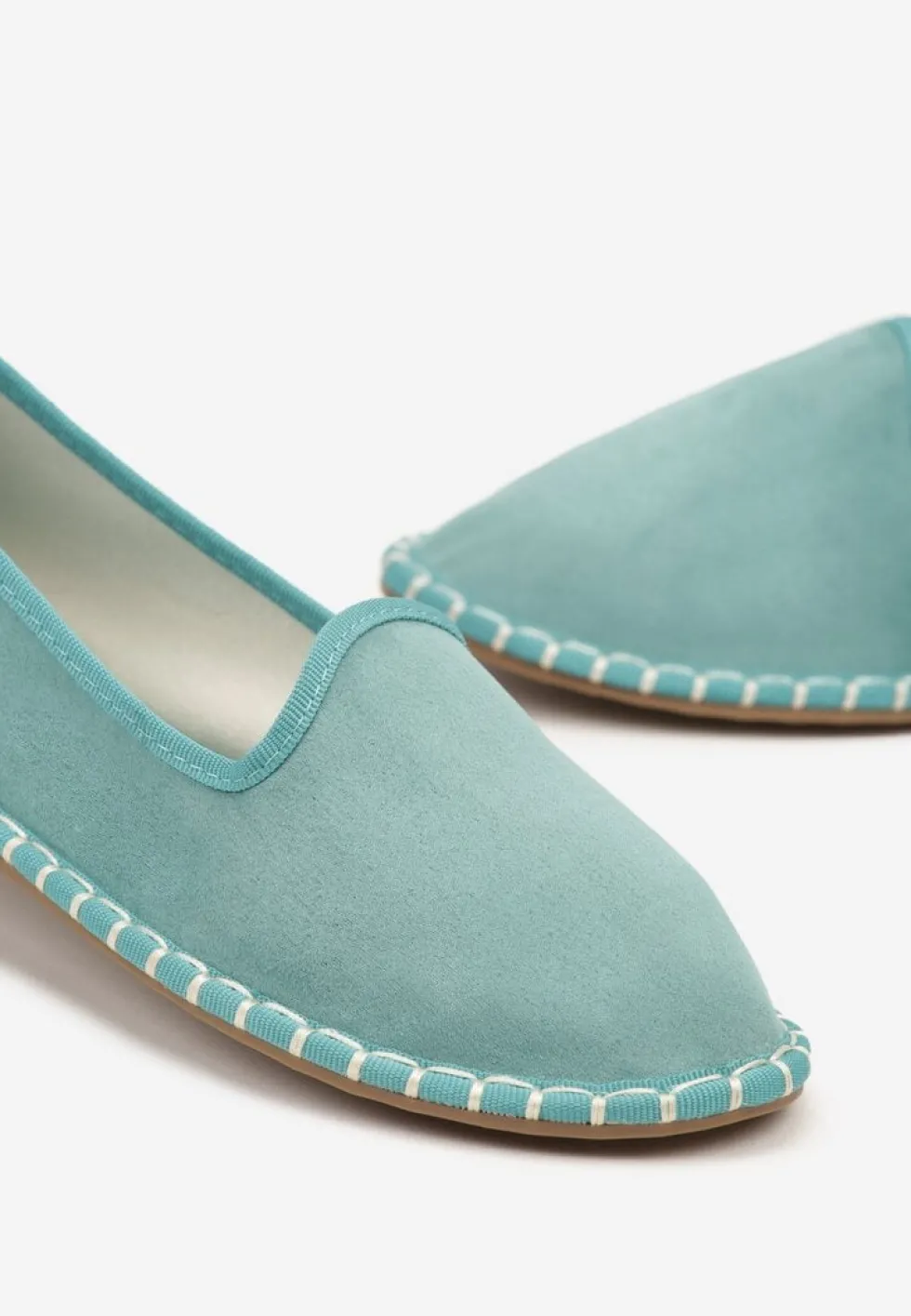 Niebieskie Espadryle Balerinki z Przeszyciami Firalissea