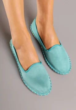 Niebieskie Espadryle Balerinki z Przeszyciami Firalissea