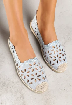 Niebieskie Espadryle Vices Ozdobione Ażurowym Wzorem i Ozdobną Plecionką Arivosa