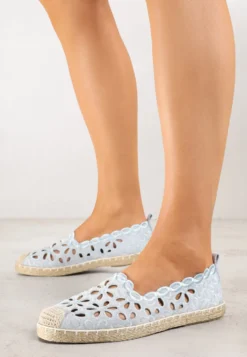 Niebieskie Espadryle Vices Ozdobione Ażurowym Wzorem i Ozdobną Plecionką Arivosa