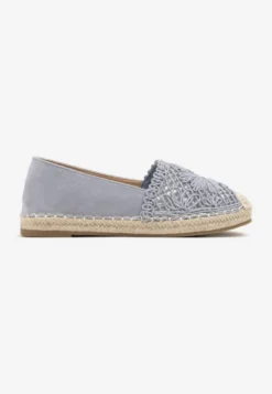 Niebieskie Espadryle z Ażurową Cholewką i Plecionką Sdivena