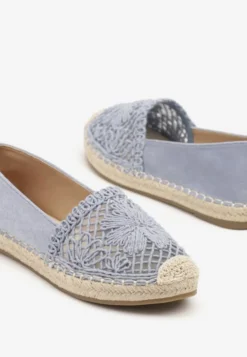 Niebieskie Espadryle z Ażurową Cholewką i Plecionką Sdivena