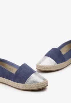 Niebieskie Espadryle z Ozdobnym Noskiem i Plecioną Podeszwą Eiris