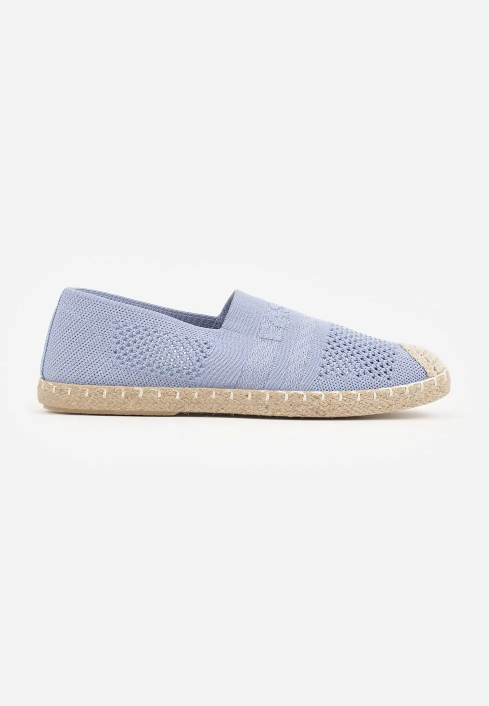 Niebieskie Espadryle z Plecioną Cholewką przed Kostkę Mokosa
