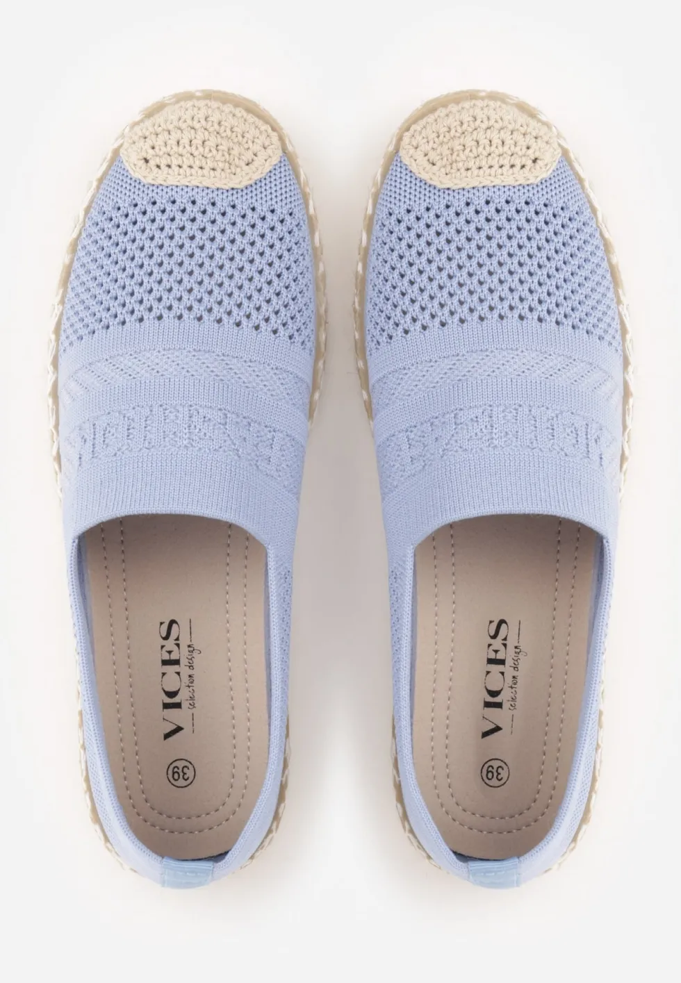 Niebieskie Espadryle z Plecioną Cholewką przed Kostkę Mokosa