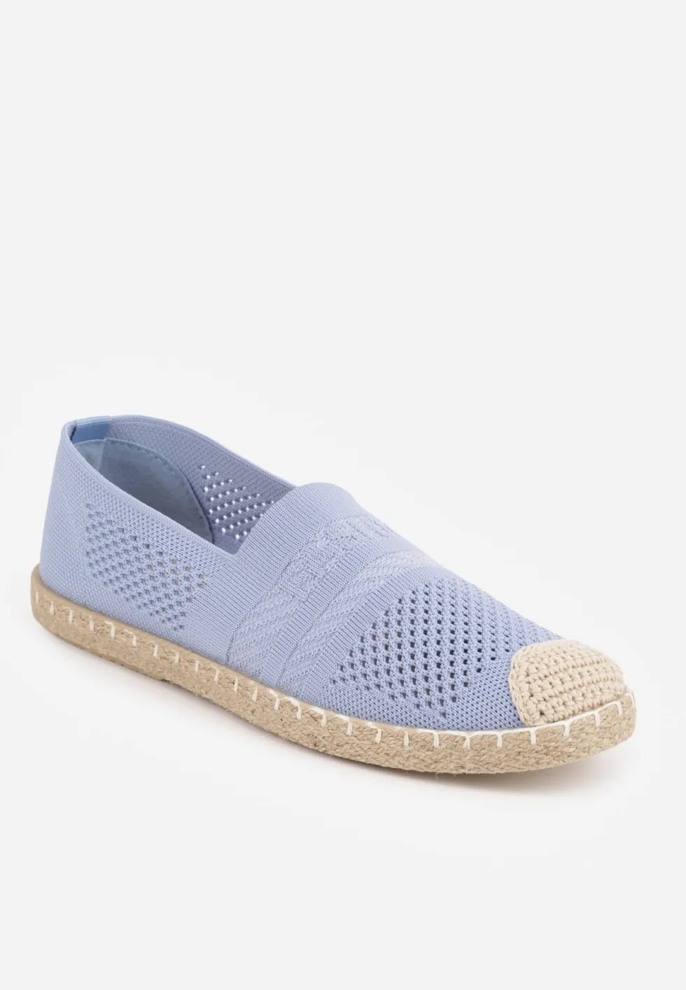 Niebieskie Espadryle z Plecioną Cholewką przed Kostkę Mokosa
