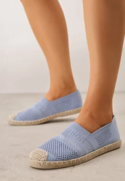 Niebieskie Espadryle z Plecioną Cholewką przed Kostkę Mokosa