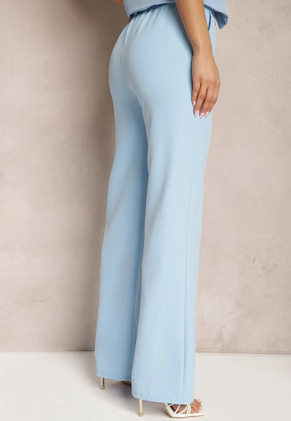 Niebieskie Garniturowe Spodnie High Waist z Kieszeniami Blathe