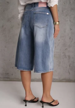 Niebieskie Jeansowe Szorty Casual Typu Jorts z Bawełną i Domieszką Wiskozy Polaera