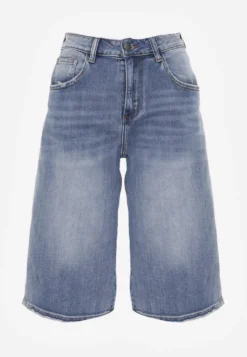 Niebieskie Jeansowe Szorty Casual Typu Jorts z Bawełną i Domieszką Wiskozy Polaera