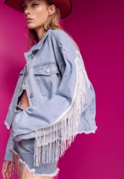 Niebieskie Jeansowe Szorty z Bawełny High Waist Wykończone Cyrkoniami i Przetarciami Tiamelba