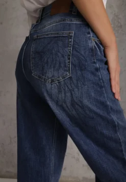 Niebieskie Jeansy Balloon Regular Waist z Dużą Zawartością Bawełny Zdobione Nadrukiem Kiloa
