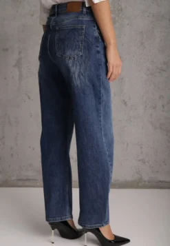 Niebieskie Jeansy Balloon Regular Waist z Dużą Zawartością Bawełny Zdobione Nadrukiem Kiloa