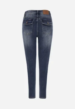 Niebieskie Jeansy Bawełniane Skinny Fit High Waist Hipho