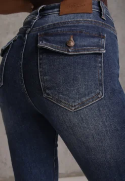 Niebieskie Jeansy Bawełniane Skinny Fit High Waist Hipho