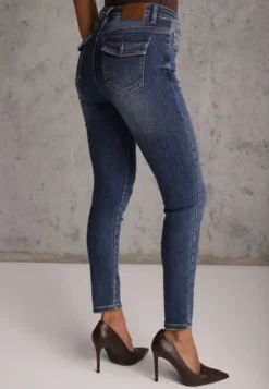 Niebieskie Jeansy Bawełniane Skinny Fit High Waist Hipho
