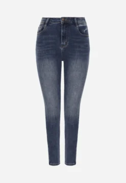 Niebieskie Jeansy Bawełniane Skinny Fit High Waist Hipho