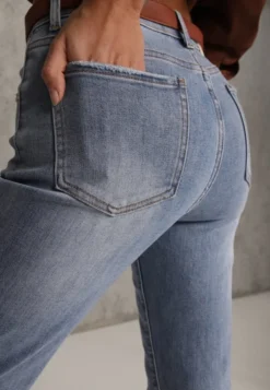 Niebieskie Jeansy Dzwony Bootcut High Waist z Bawełną Urilyss