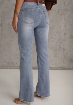 Niebieskie Jeansy Dzwony Bootcut High Waist z Bawełną Urilyss