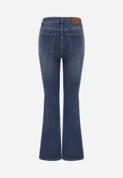 Niebieskie Jeansy Flare High Waist z Bawełną w Klasycznym Stylu Ehea