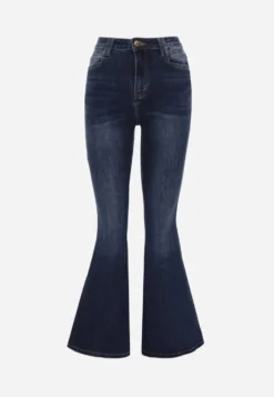 Niebieskie Jeansy Flare Regular Waist z Bawełną w Stylu Y2K Lucila