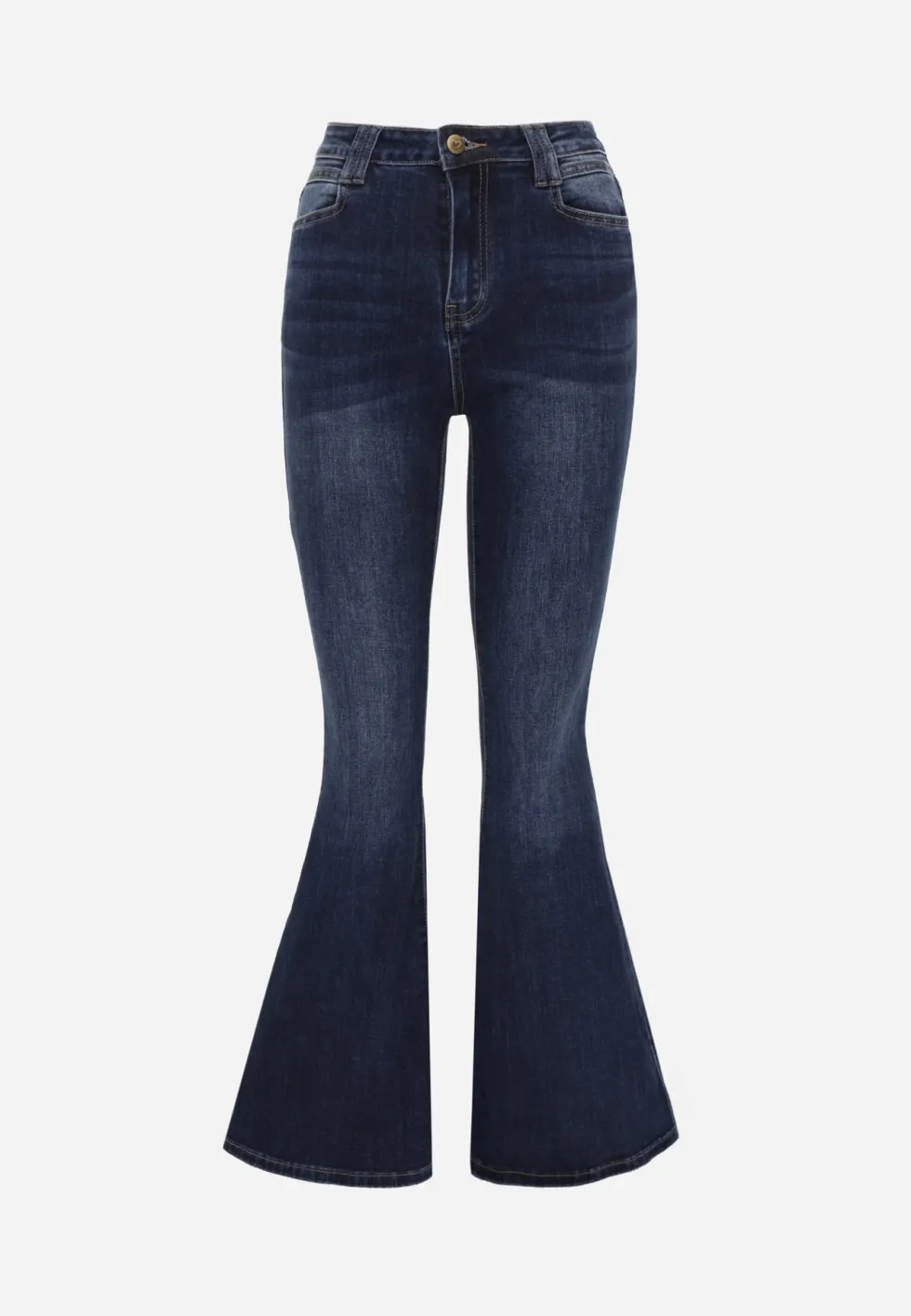 Niebieskie Jeansy Flare Regular Waist z Bawełną w Stylu Y2K Lucila