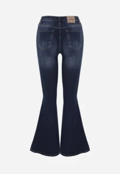 Niebieskie Jeansy Flare Regular Waist z Bawełną w Stylu Y2K Lucila