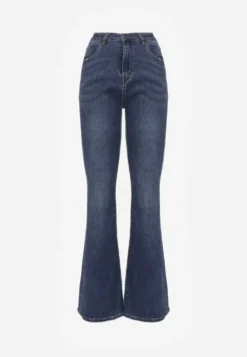 Niebieskie Jeansy High Waist o Kroju Dzwonów Finvenne