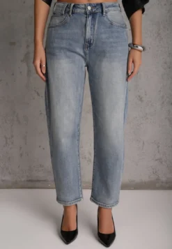 Niebieskie Jeansy High Waist Mom Fit Zolseli