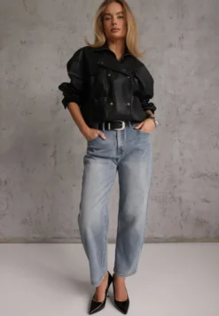 Niebieskie Jeansy High Waist Mom Fit Zolseli