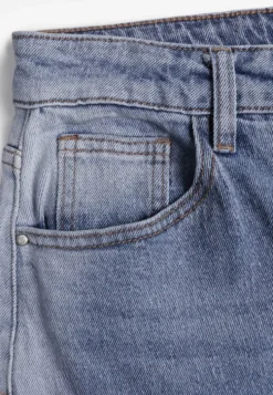 Niebieskie Jeansy High Waist Balloon z Bawełny z Asymetrycznym Zapięciem Myrea