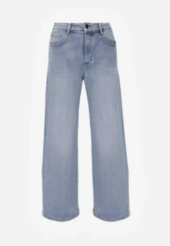 Niebieskie Jeansy High Waist Wide Leg z Bawełną Conana