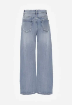 Niebieskie Jeansy High Waist Wide Leg z Bawełną Conana