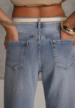 Niebieskie Jeansy High Waist Wide Leg z Bawełną Conana