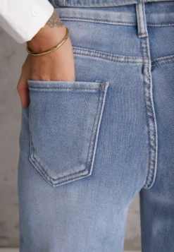 Niebieskie Jeansy High Waist Wide Leg z Bawełny Grynola