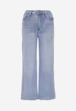 Niebieskie Jeansy High Waist Wide Leg z Bawełny Grynola