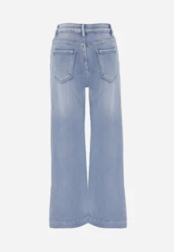 Niebieskie Jeansy High Waist Wide Leg z Bawełny Grynola