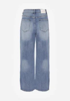 Niebieskie Jeansy High Waist Wide Leg z Bawełną i Domieszką Wiskozy Hirei