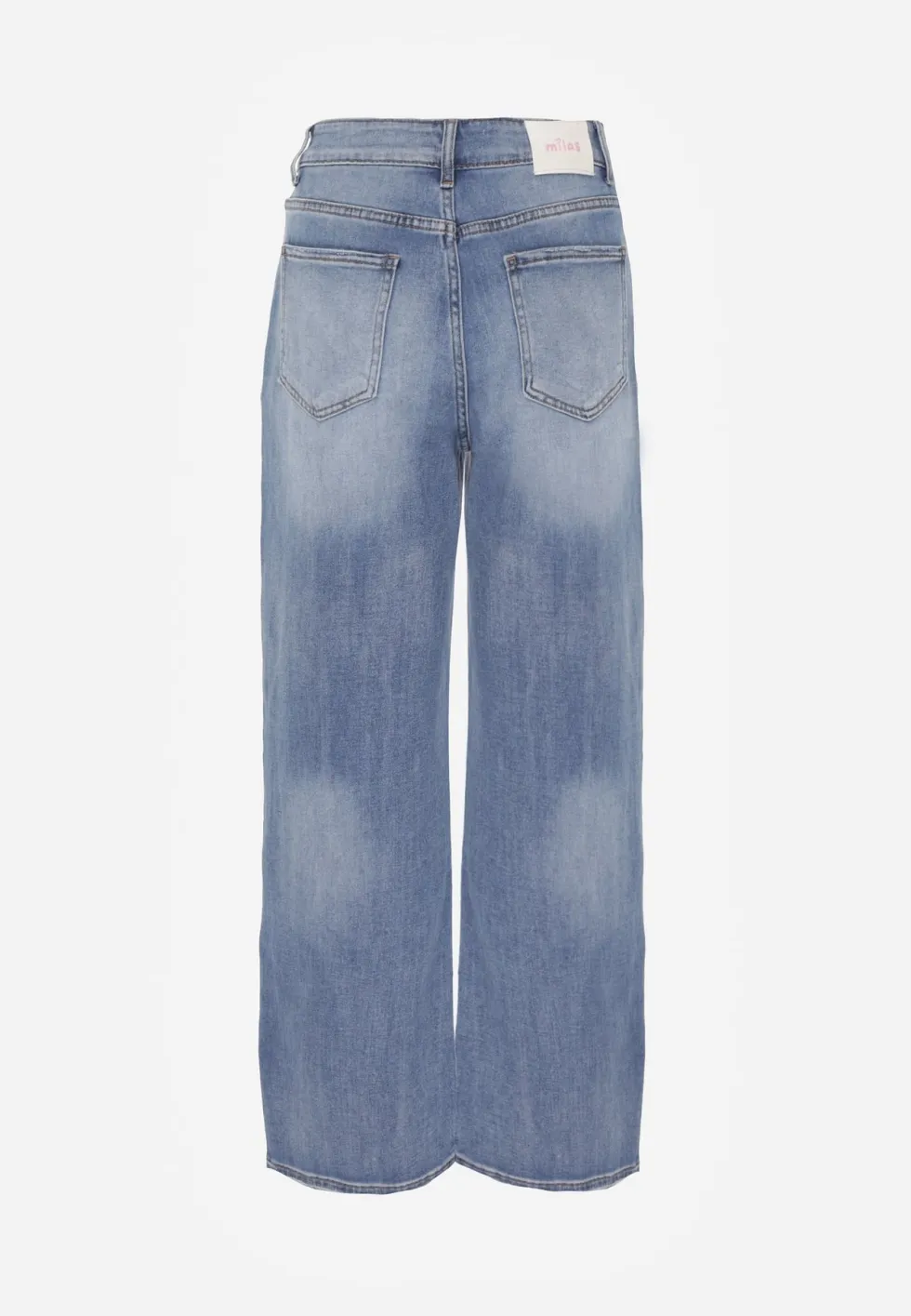 Niebieskie Jeansy High Waist Wide Leg z Bawełną i Domieszką Wiskozy Hirei
