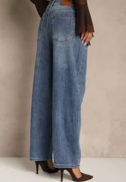 Niebieskie Jeansy o Kroju Balloon High Waist Analerie