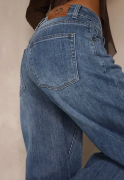 Niebieskie Jeansy o Kroju Balloon High Waist Analerie
