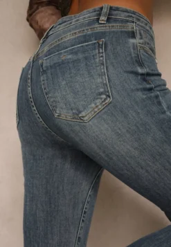 Niebieskie Jeansy Regular Waist z Bawełny o Kroju Dzwonów Zenirae