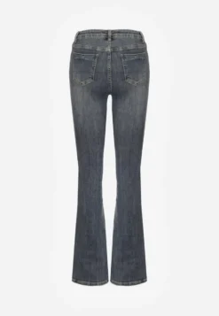 Niebieskie Jeansy Regular Waist z Bawełny o Kroju Dzwonów Zenirae